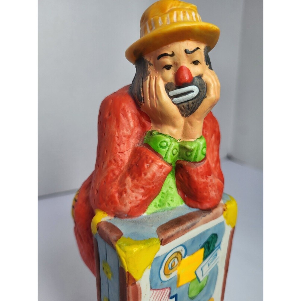 Vintage Flambro Porcelain Circus Clown With Suitcase Emmett Kelly Jr Collection